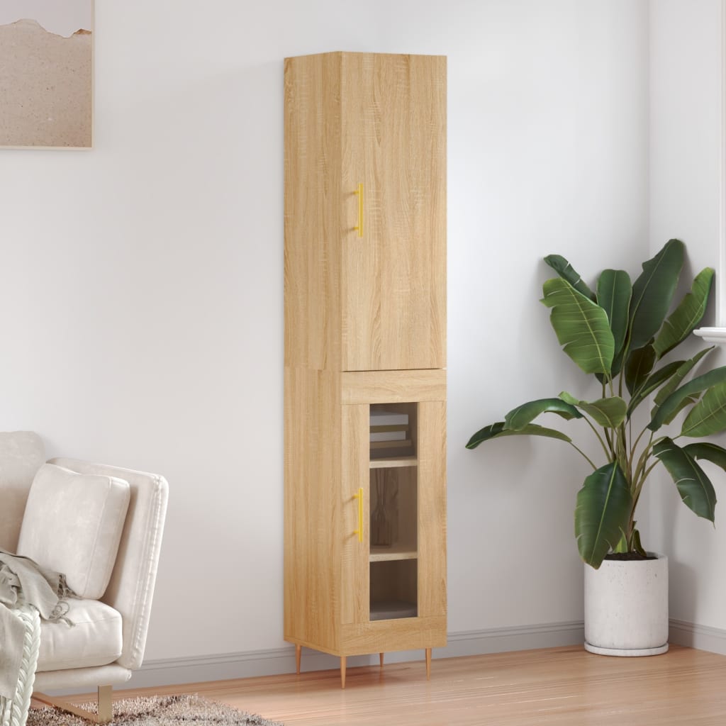 Highboard sonoma eik 34,5x34x180 cm konstruert tre vidaXL