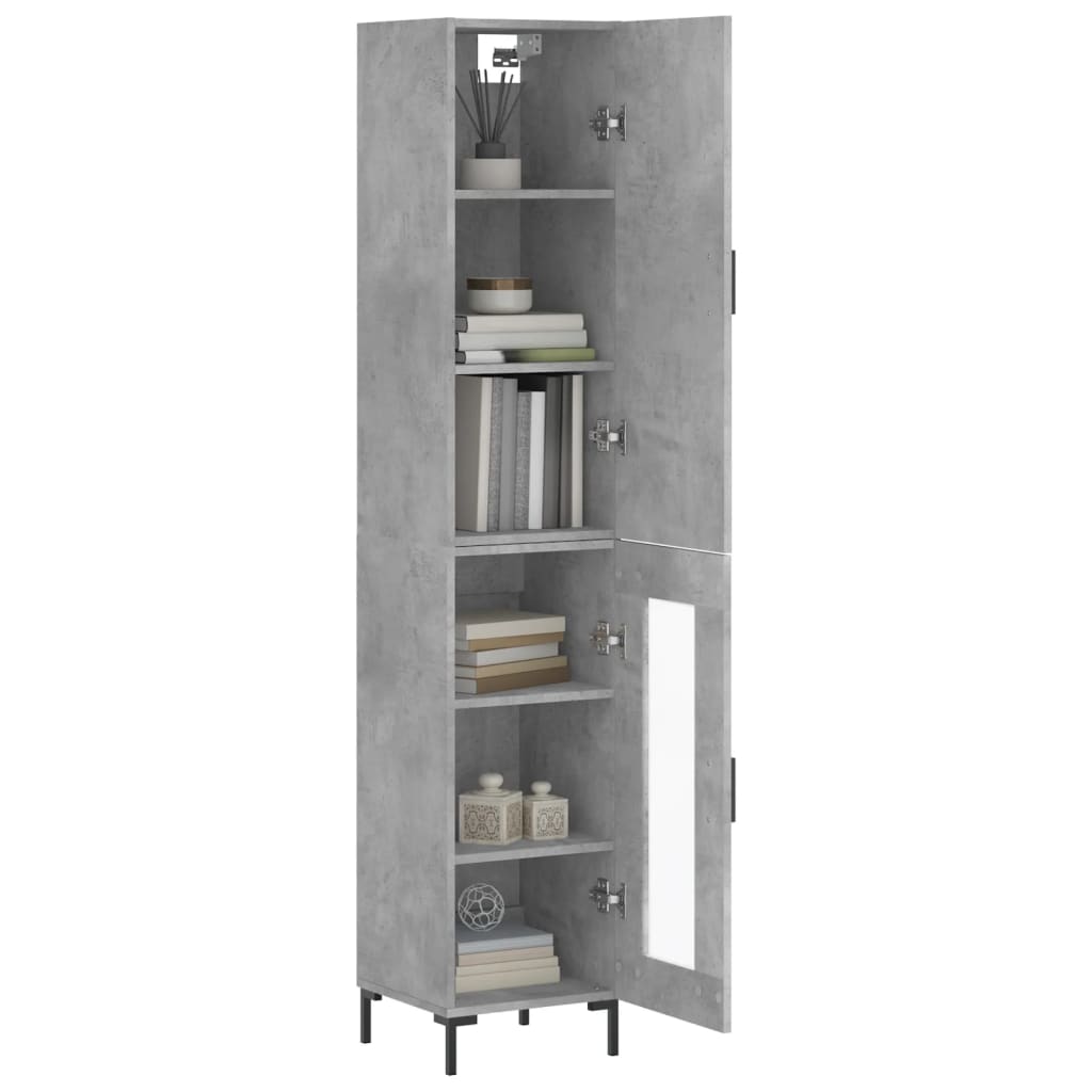 Highboard betonggrå 34,5x34x180 cm konstruert tre