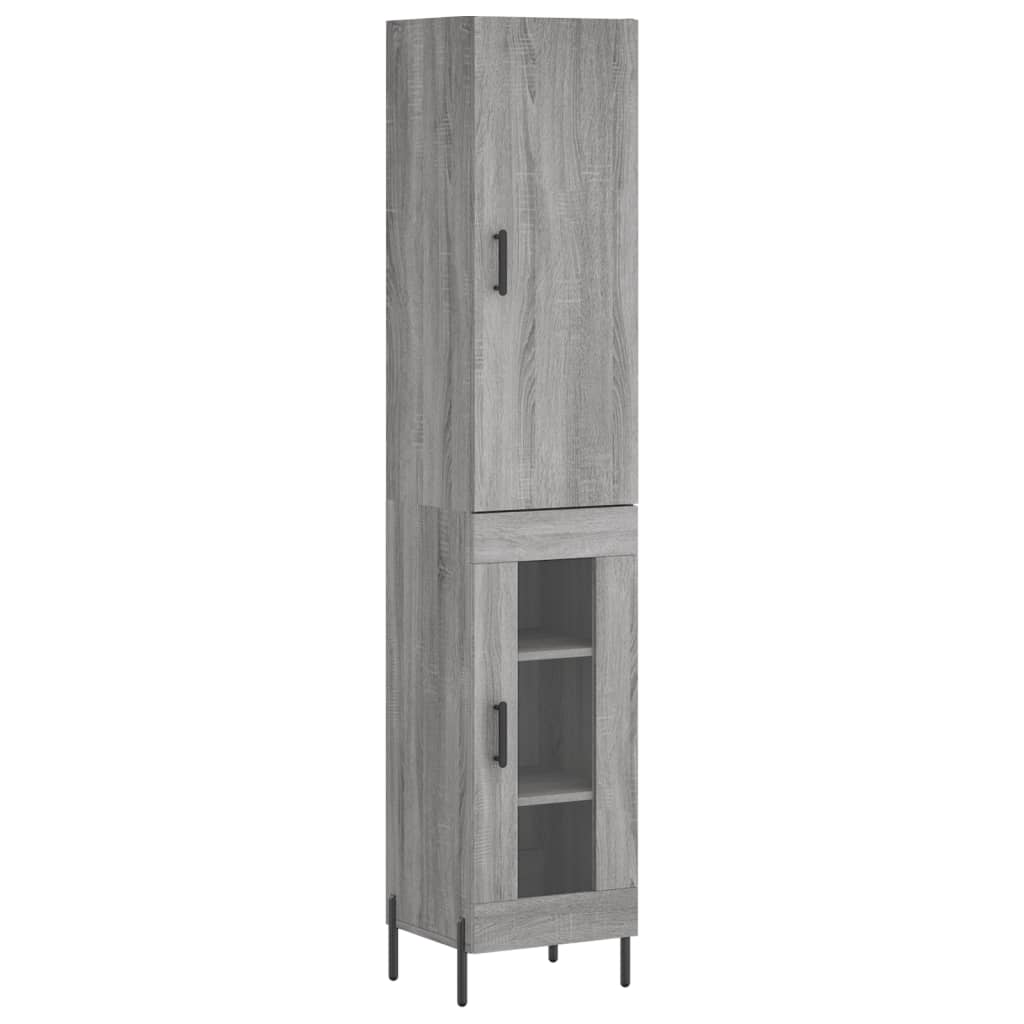 Highboard grå sonoma 34,5x34x180 cm konstruert tre