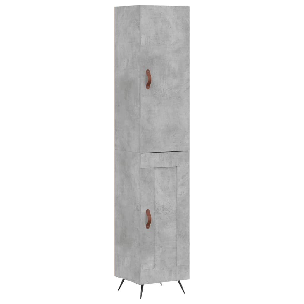 Highboard betonggrå 34,5x34x180 cm konstruert tre