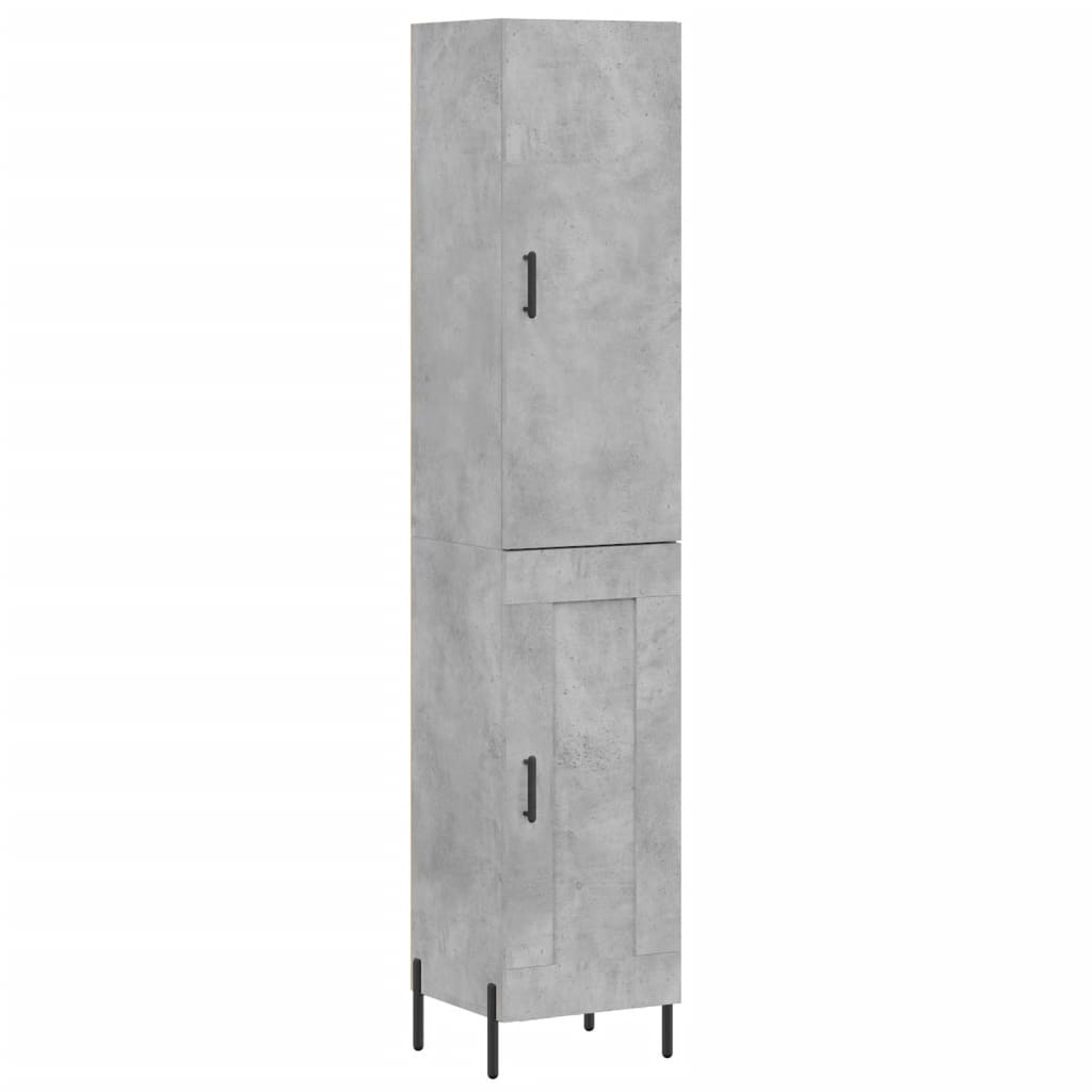 Highboard betonggrå 34,5x34x180 cm konstruert tre