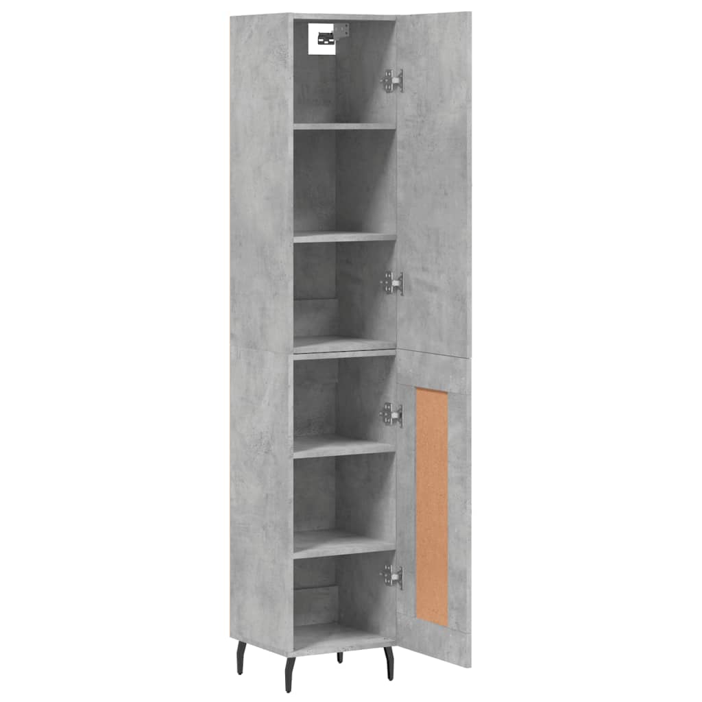 Highboard betonggrå 34,5x34x180 cm konstruert tre