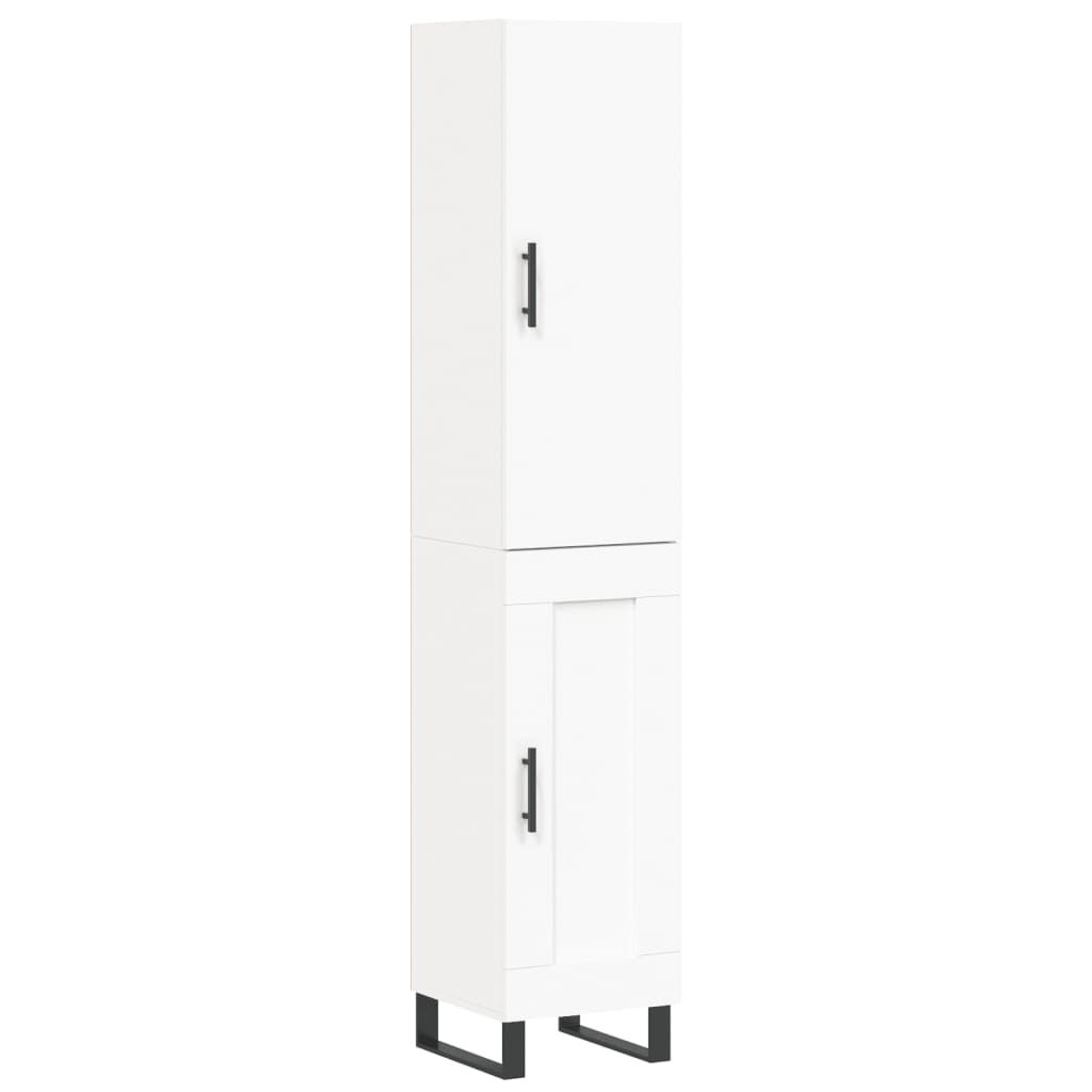 Highboard hvit 34,5x34x180 cm konstruert tre