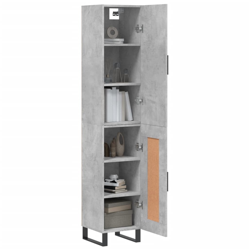Highboard betonggrå 34,5x34x180 cm konstruert tre vidaXL