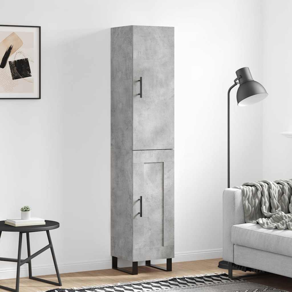 Highboard betonggrå 34,5x34x180 cm konstruert tre vidaXL