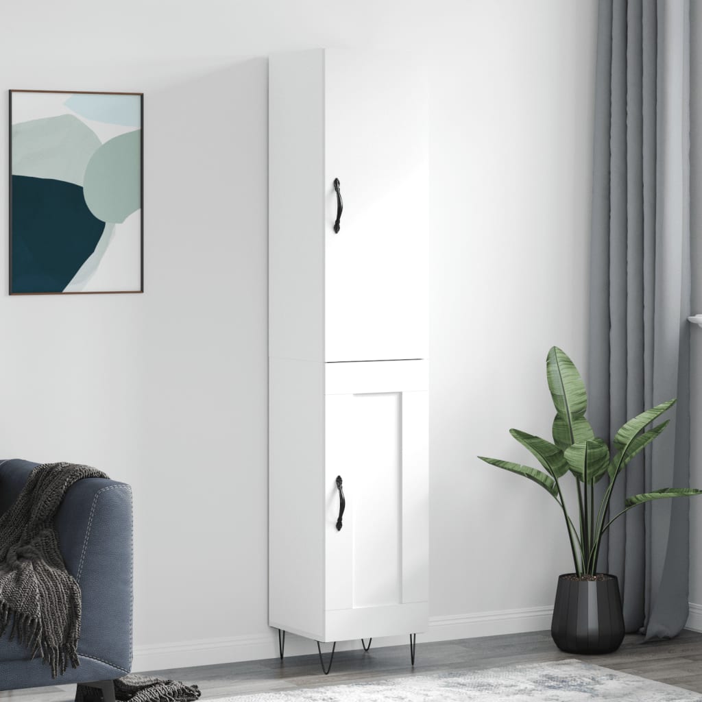 Highboard hvit 34,5x34x180 cm konstruert tre vidaXL