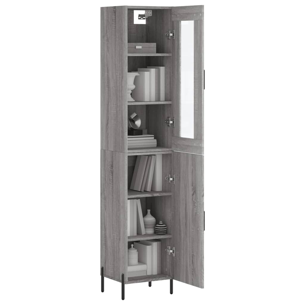 Highboard grå sonoma 34,5x34x180 cm konstruert tre