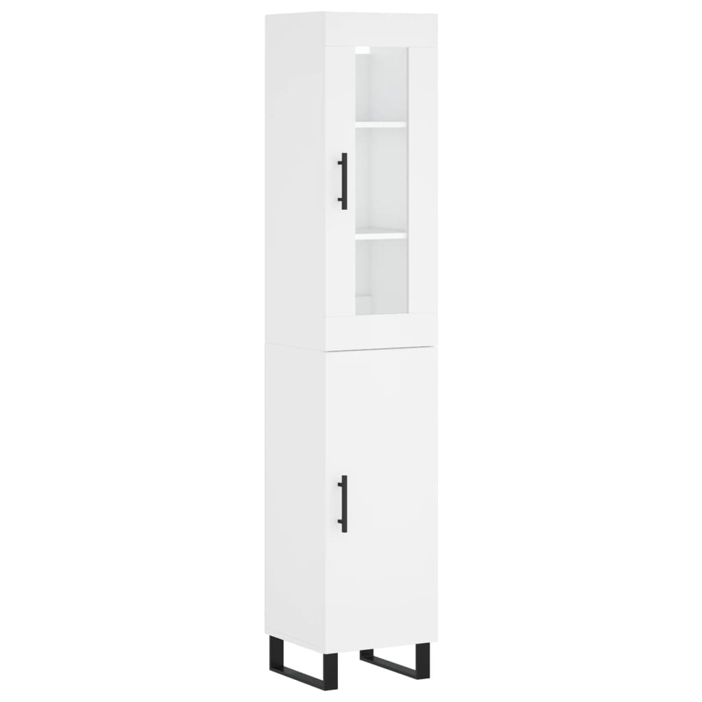 Highboard hvit 34,5x34x180 cm konstruert tre