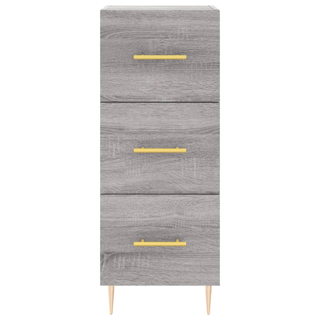 Highboard grå sonoma 34,5x34x180 cm konstruert tre