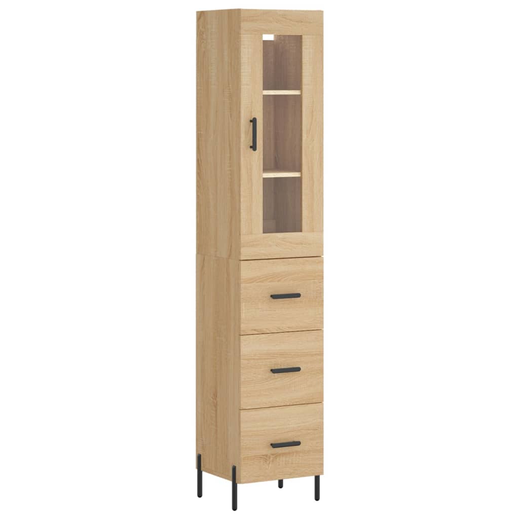 Highboard sonoma eik 34,5x34x180 cm konstruert tre