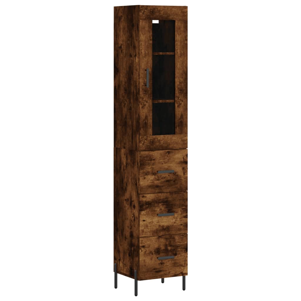 Highboard røkt eik 34,5x34x180 cm konstruert tre