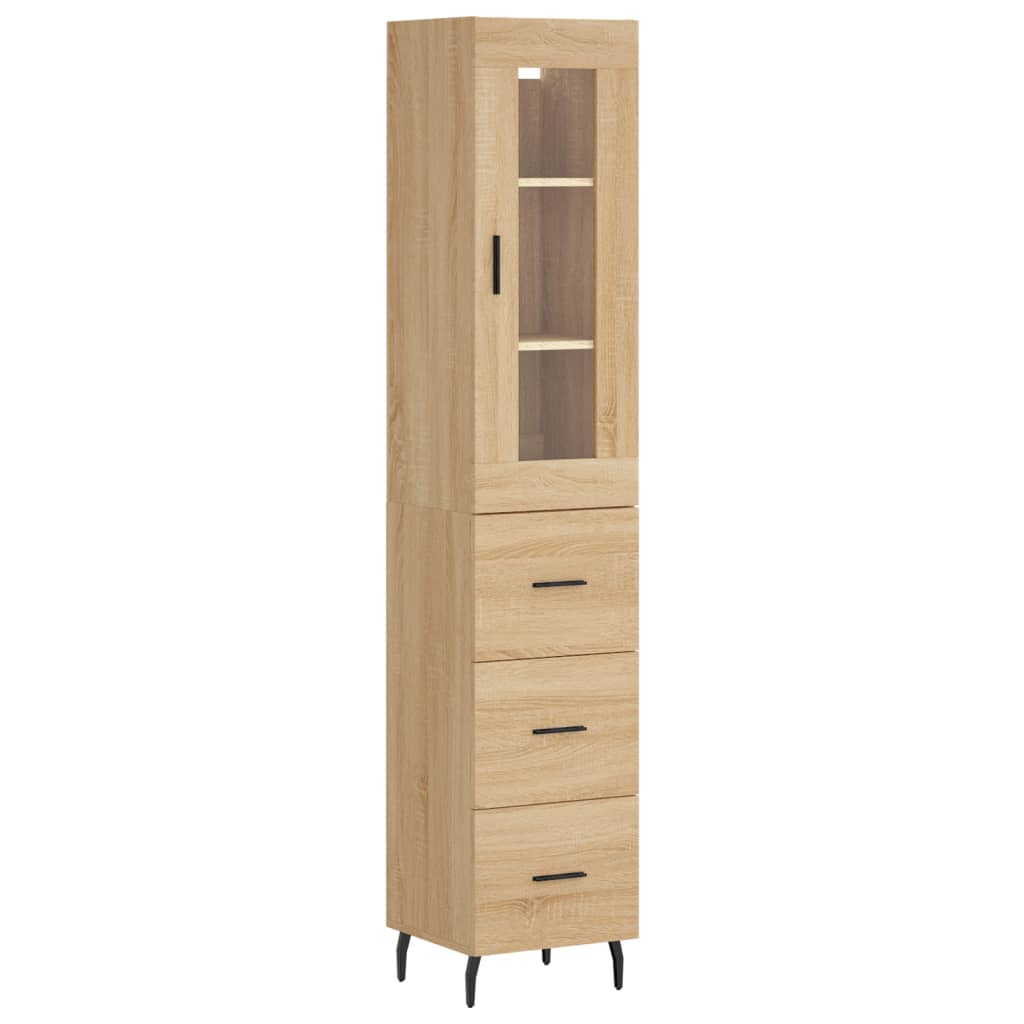 Highboard sonoma eik 34,5x34x180 cm konstruert tre