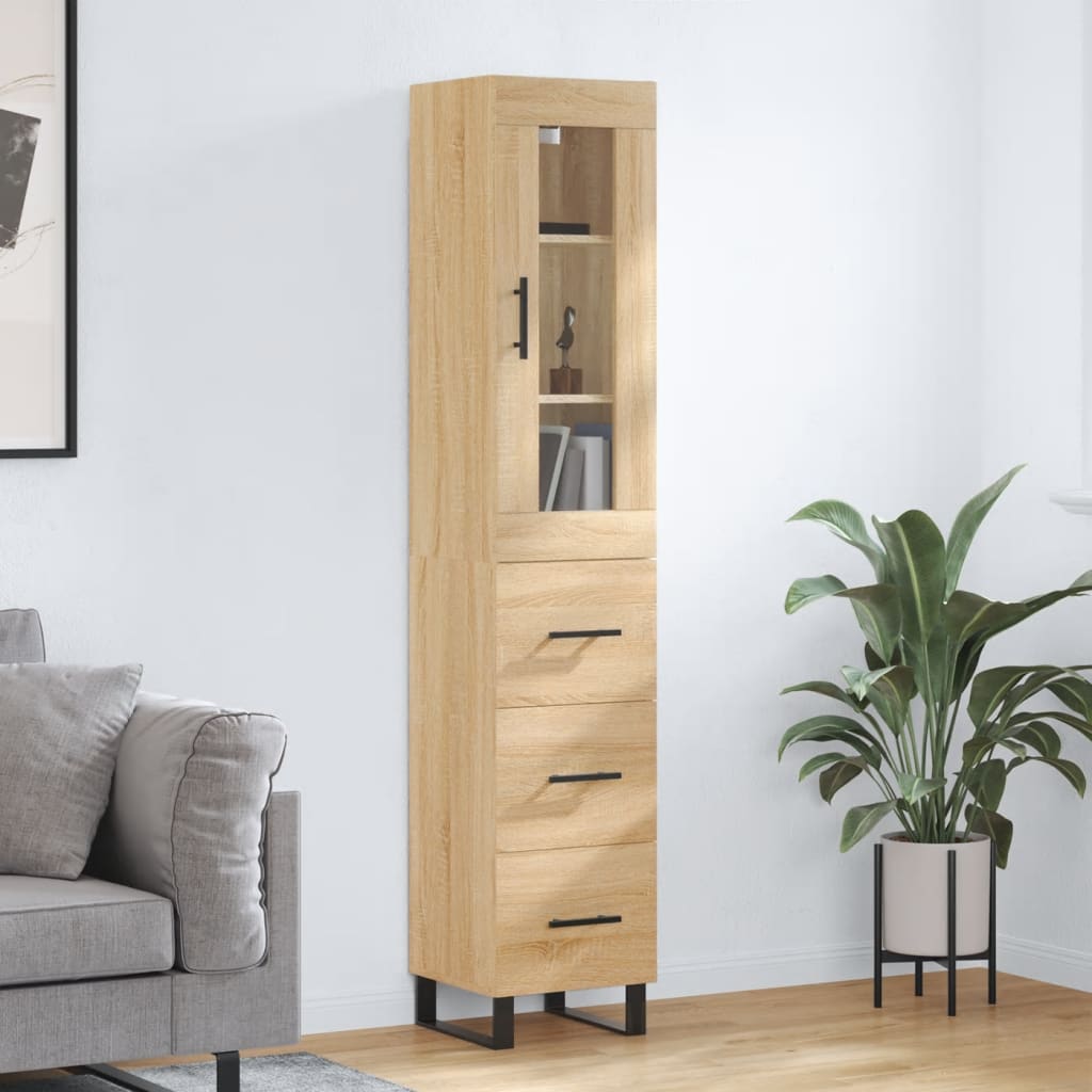 Highboard sonoma eik 34,5x34x180 cm konstruert tre