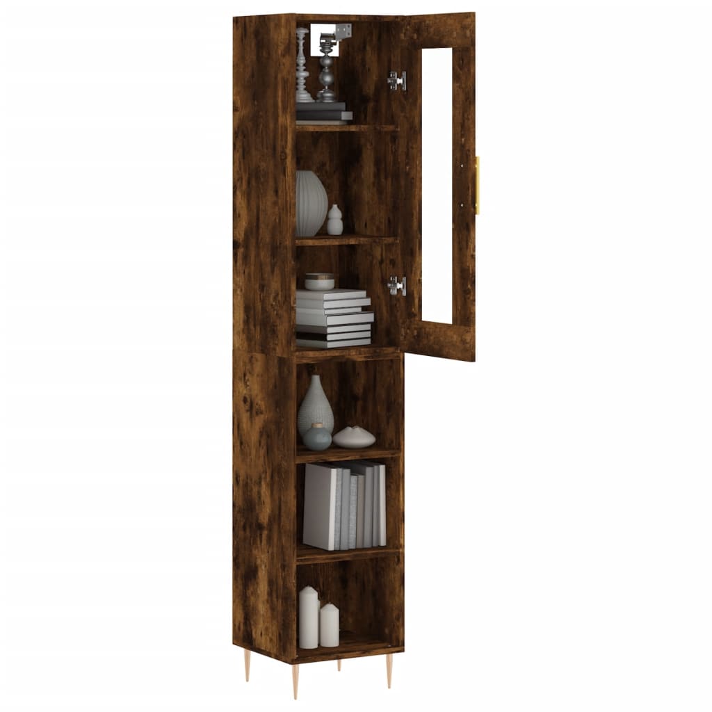 Highboard røkt eik 34,5x34x180 cm konstruert tre