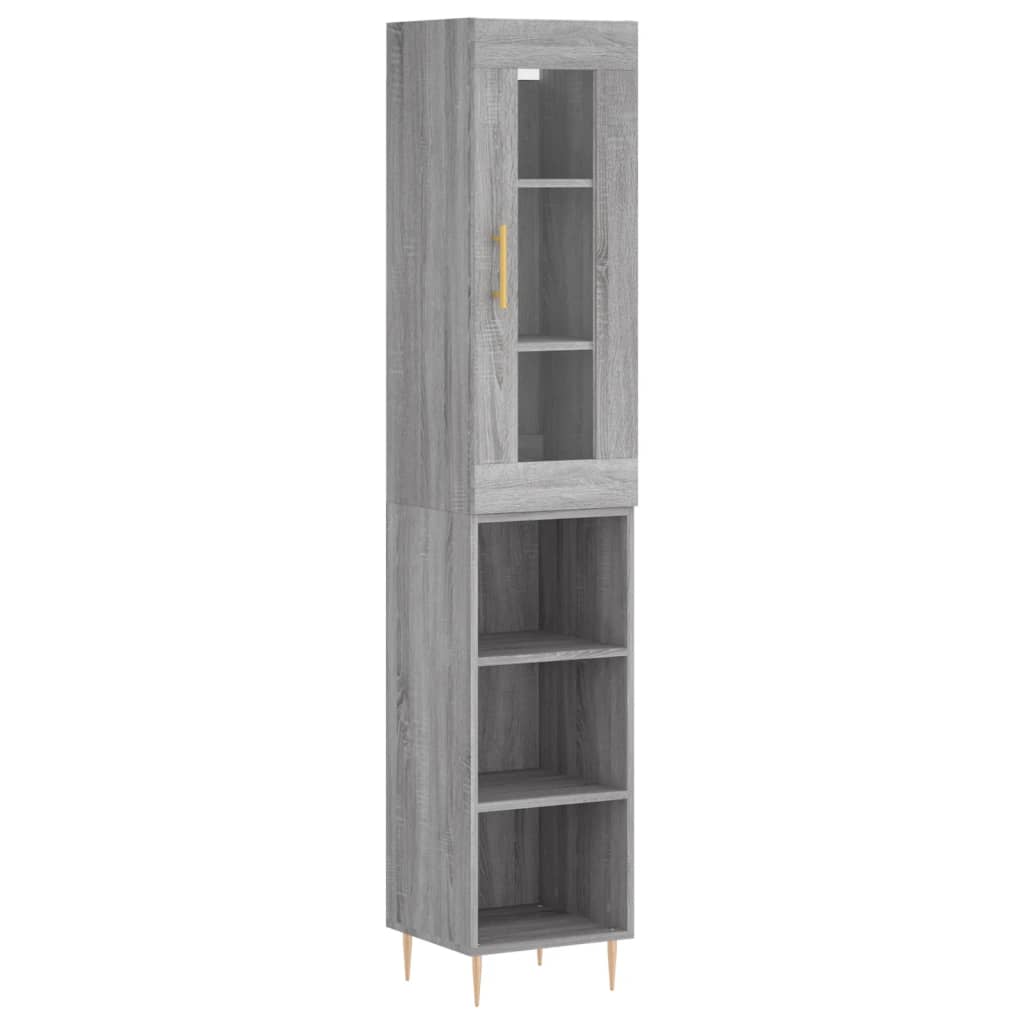 Highboard grå sonoma 34,5x34x180 cm konstruert tre