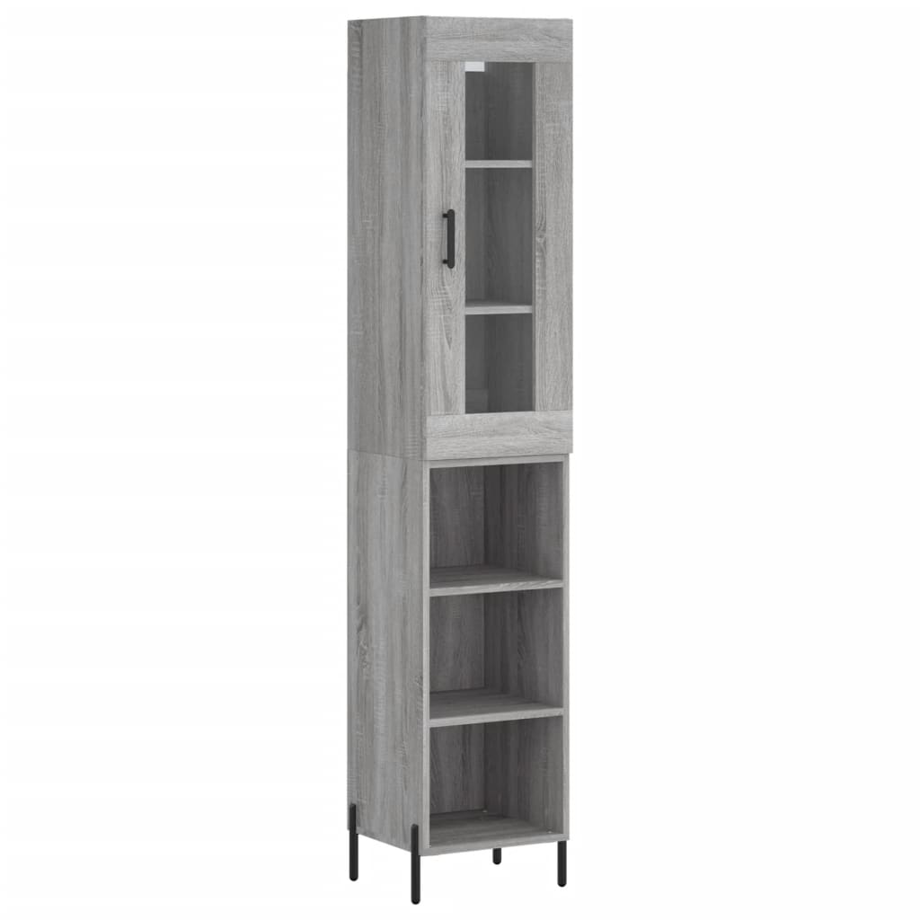 Highboard grå sonoma 34,5x34x180 cm konstruert tre