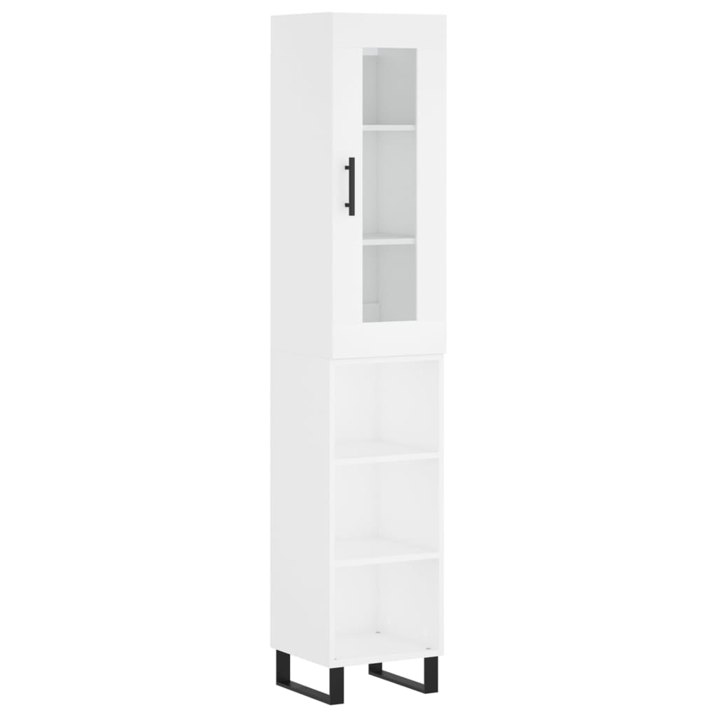 Highboard hvit 34,5x34x180 cm konstruert tre