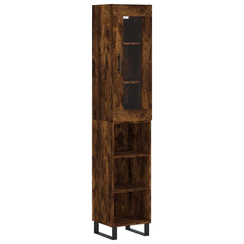 Highboard røkt eik 34,5x34x180 cm konstruert tre