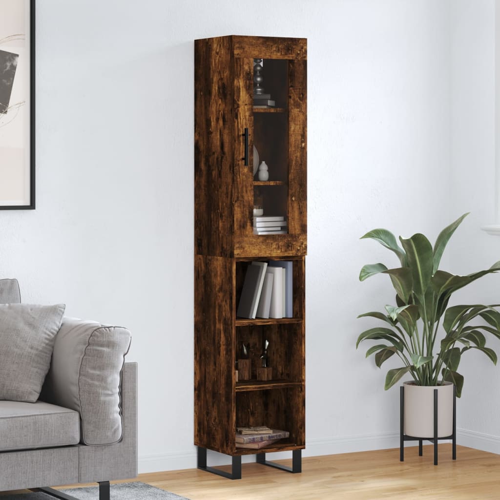 Highboard røkt eik 34,5x34x180 cm konstruert tre
