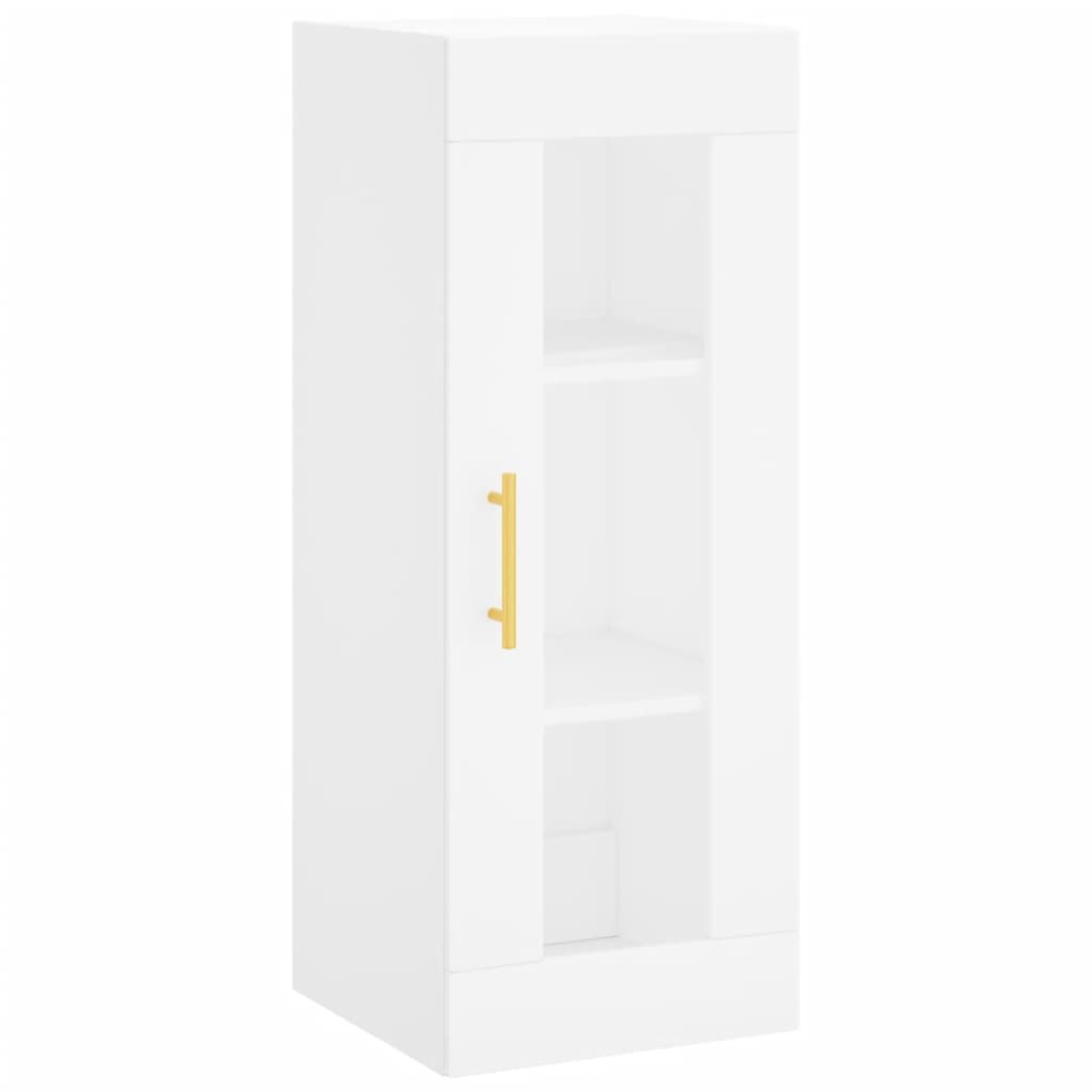 Highboard hvit 34,5x34x180 cm konstruert tre