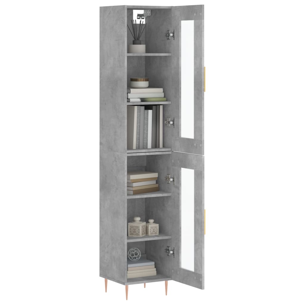 Highboard betonggrå 34,5x34x180 cm konstruert tre