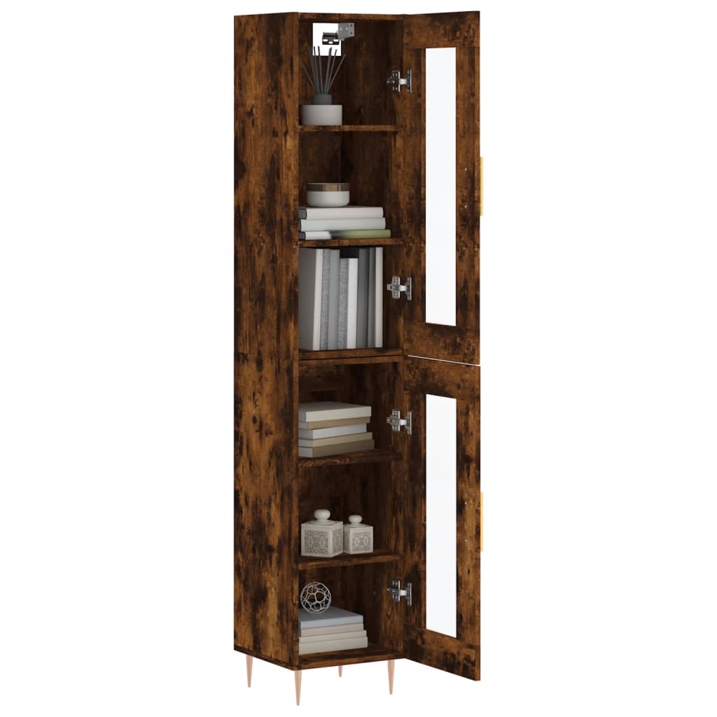 Highboard røkt eik 34,5x34x180 cm konstruert tre
