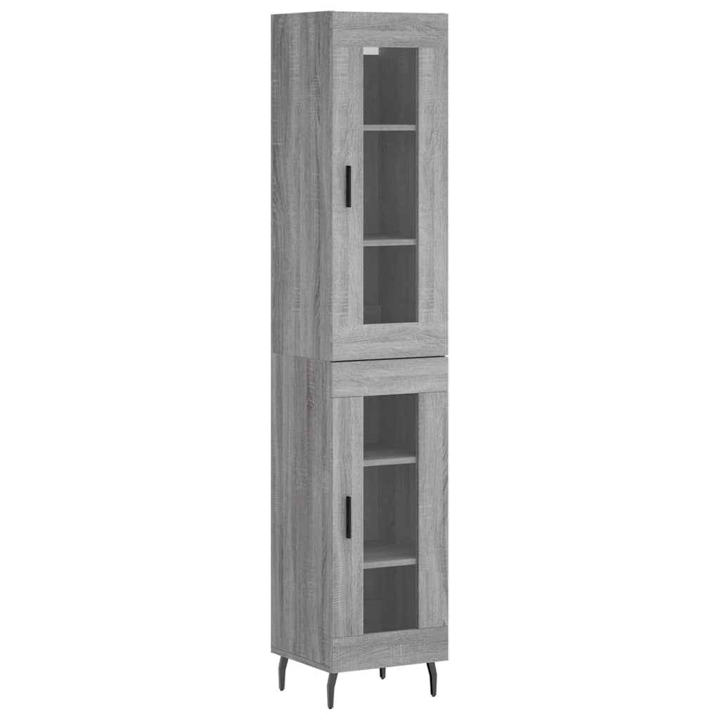 Highboard grå sonoma 34,5x34x180 cm konstruert tre