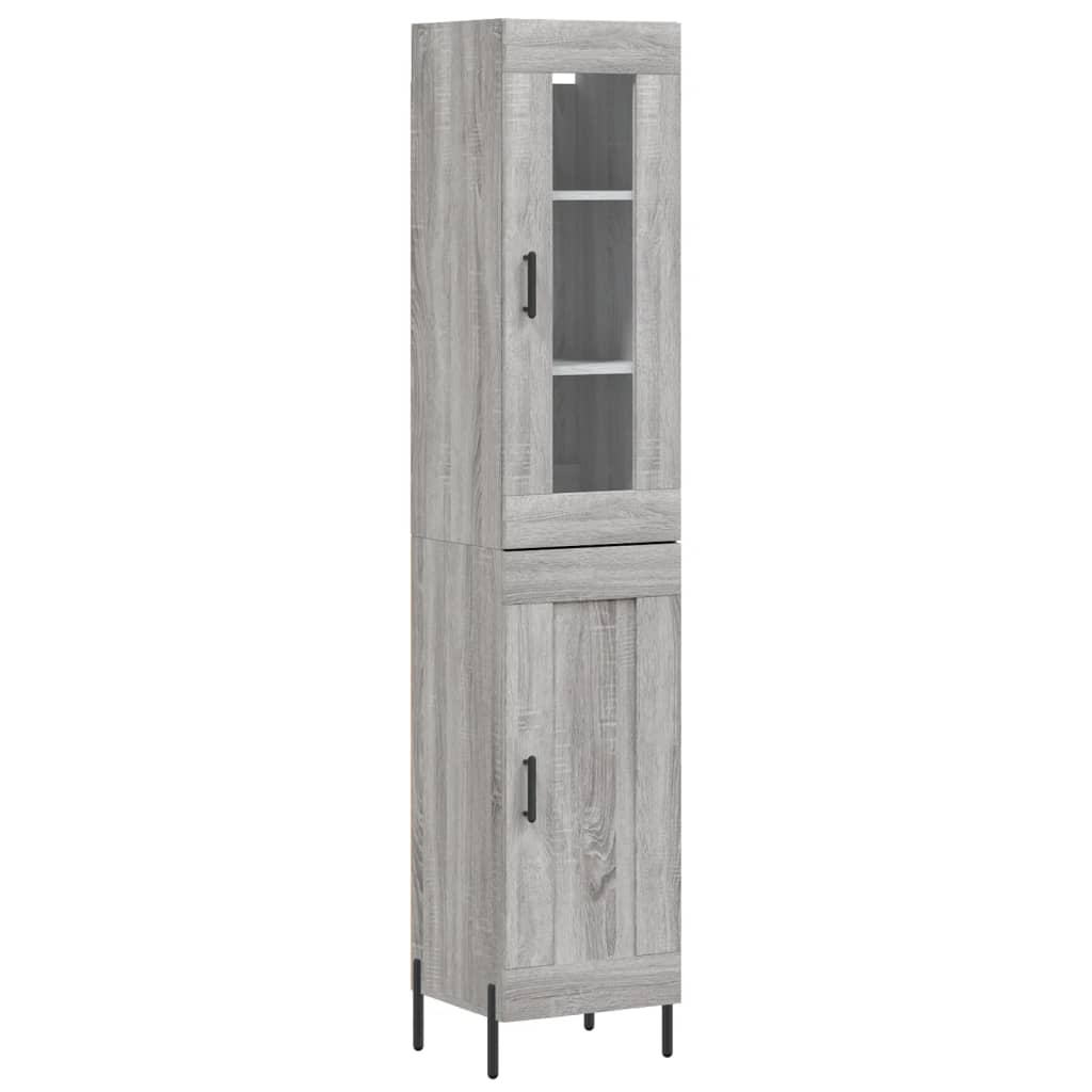 Highboard grå sonoma 34,5x34x180 cm konstruert tre