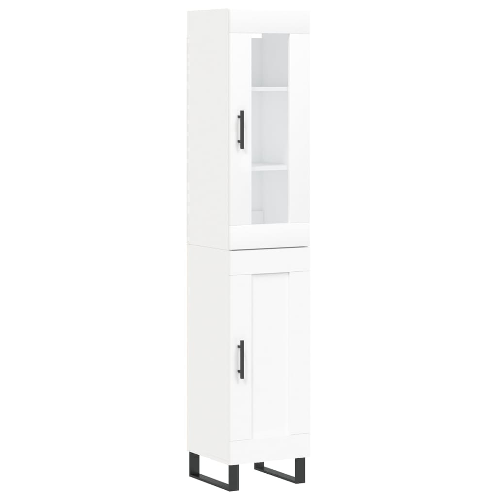 Highboard hvit 34,5x34x180 cm konstruert tre