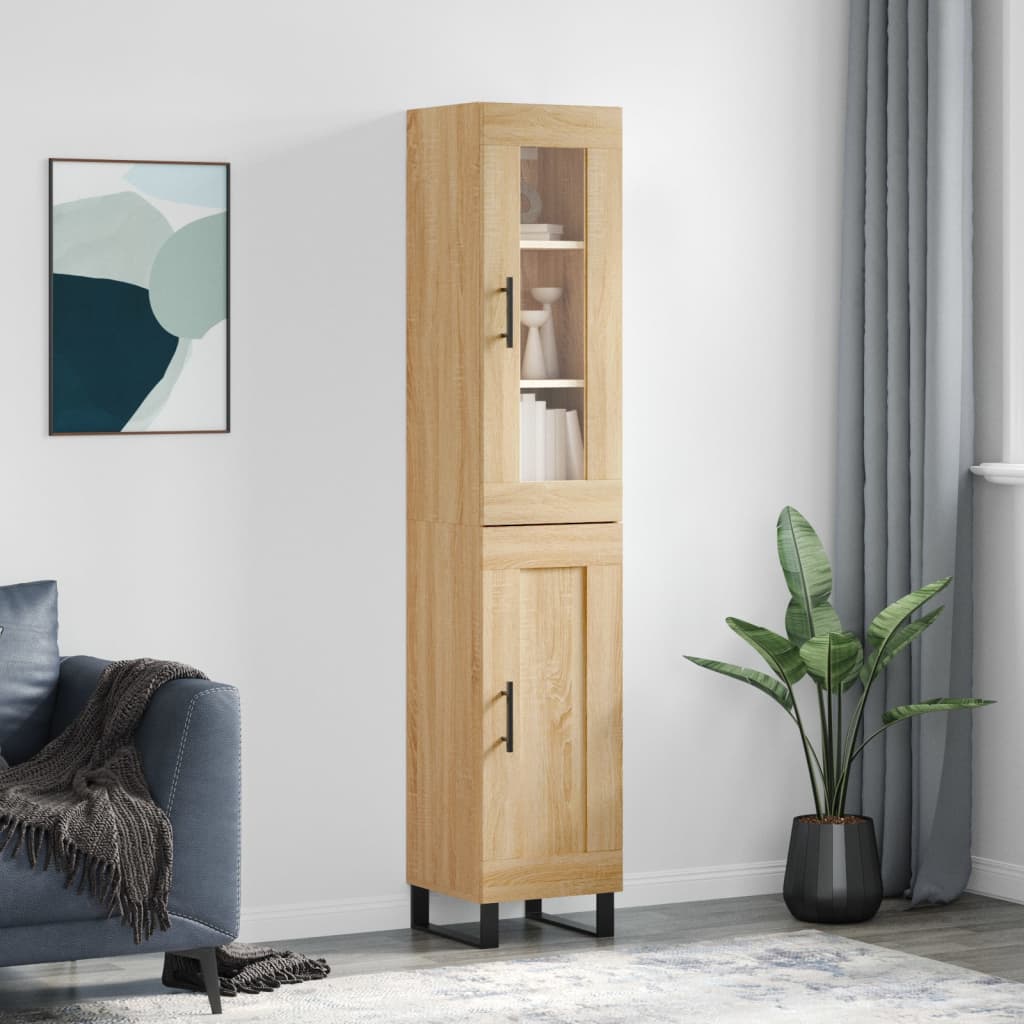Highboard sonoma eik 34,5x34x180 cm konstruert tre