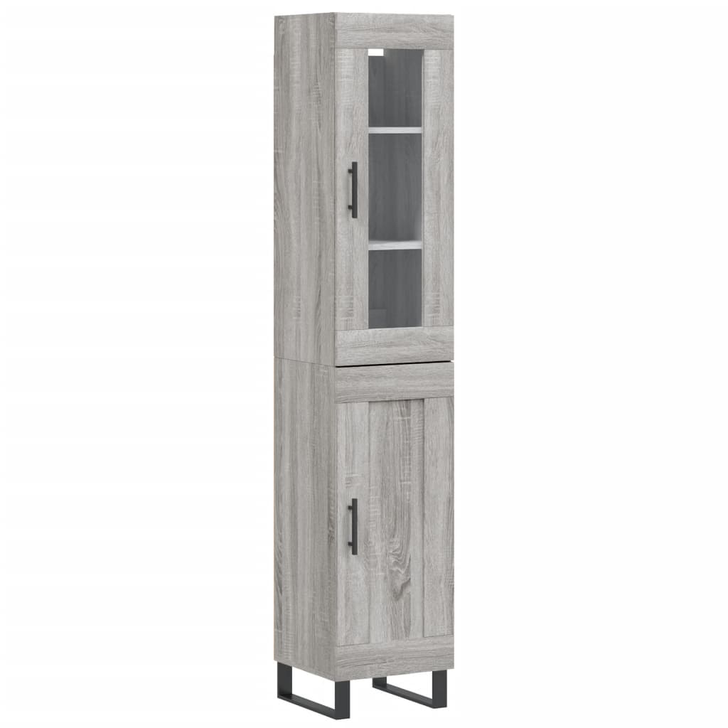 Highboard grå sonoma 34,5x34x180 cm konstruert tre