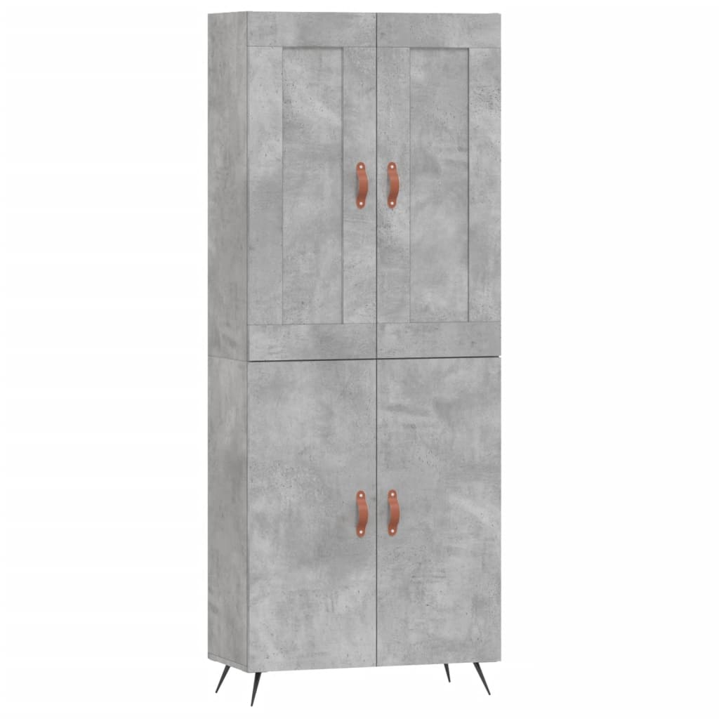 Highboard betonggrå 69,5x34x180 cm konstruert tre