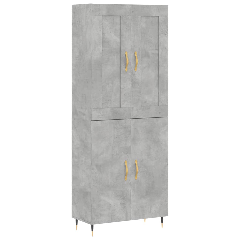 Highboard betonggrå 69,5x34x180 cm konstruert tre