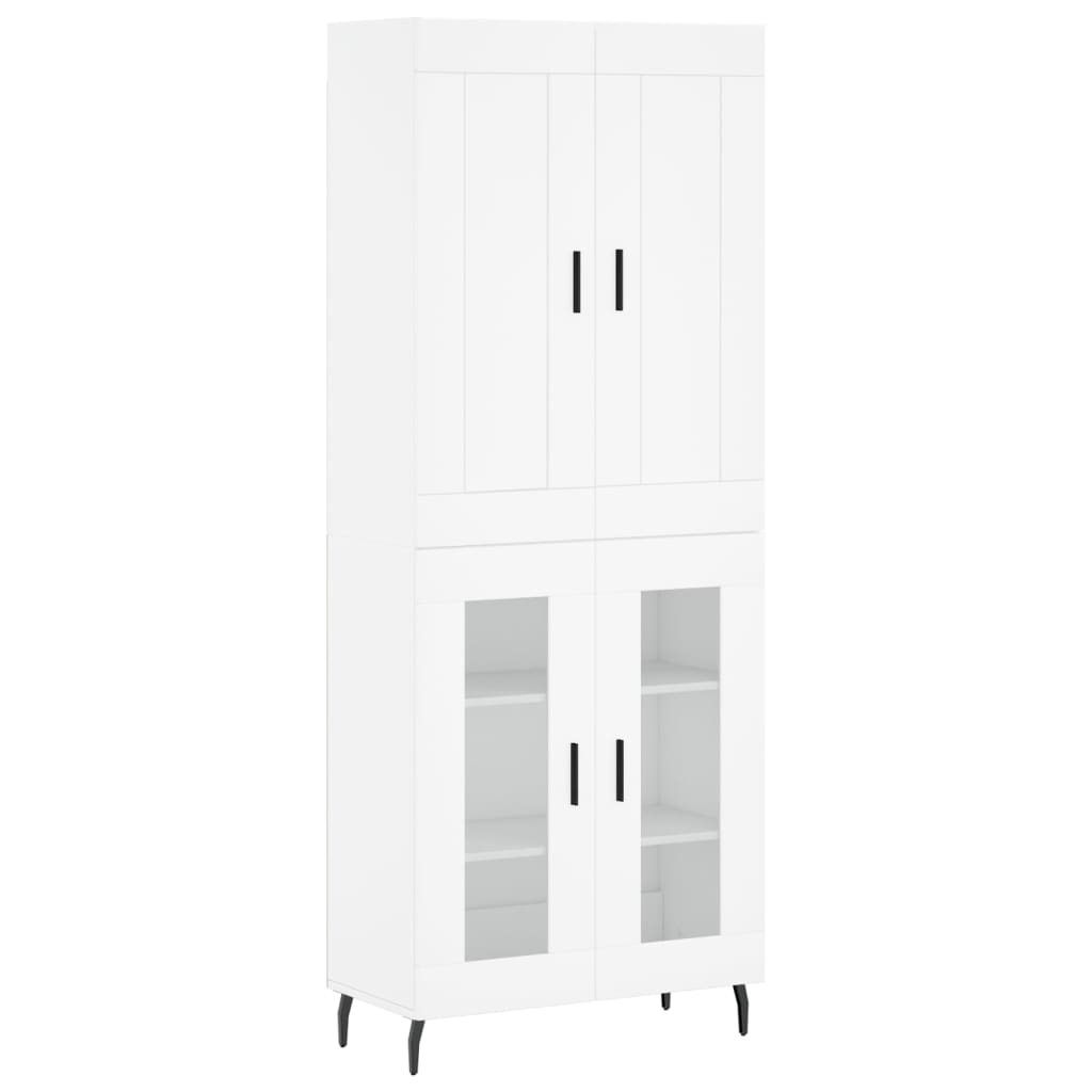 Highboard hvit 69,5x34x180 cm konstruert tre