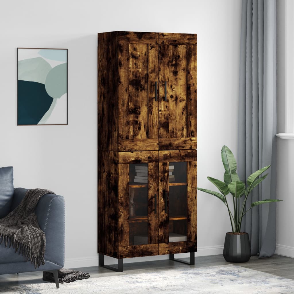Highboard røkt eik 69,5x34x180 cm konstruert tre