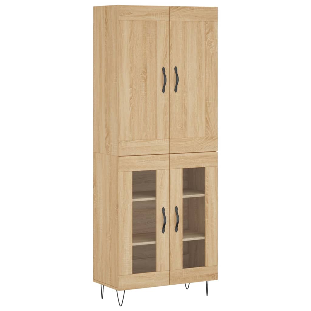 Highboard sonoma eik 69,5x34x180 cm konstruert tre