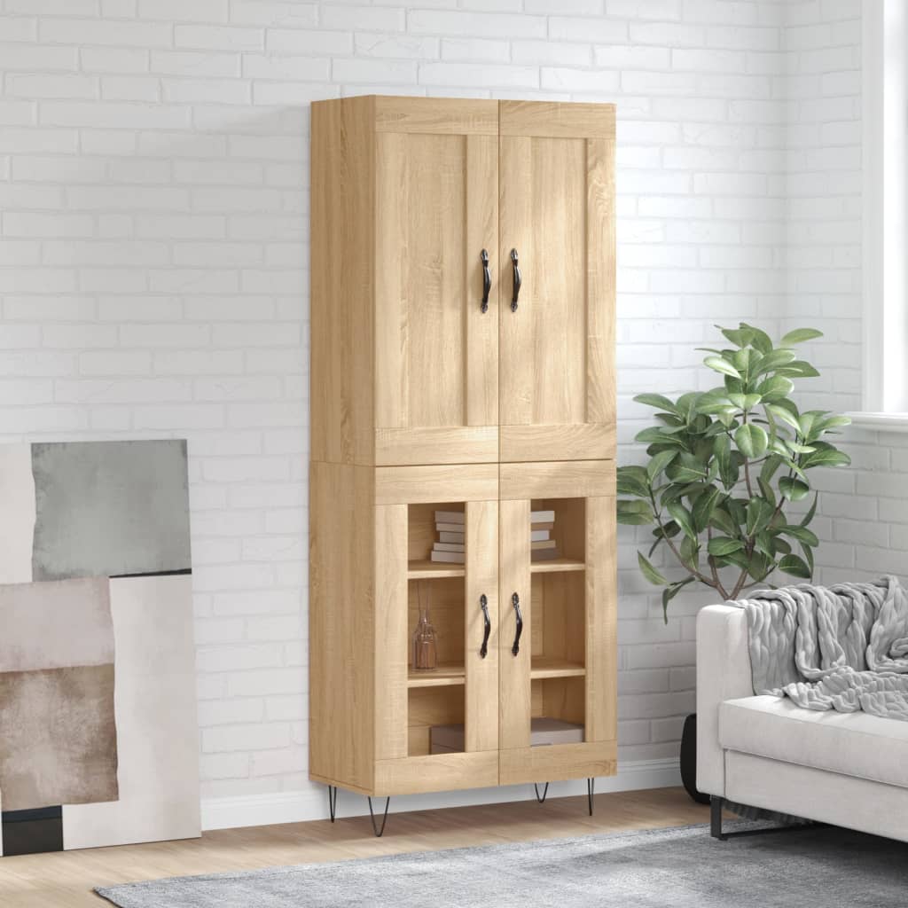 Highboard sonoma eik 69,5x34x180 cm konstruert tre