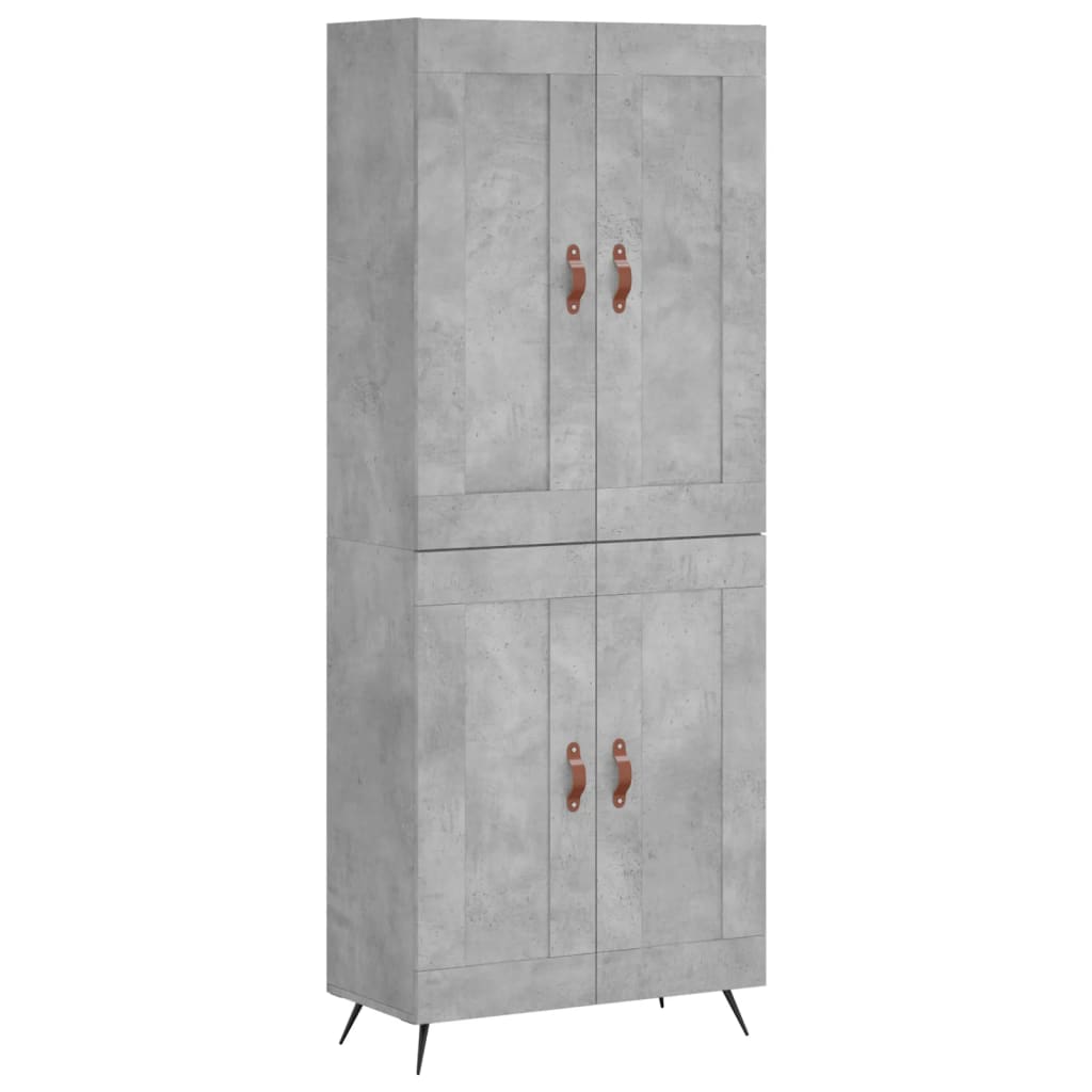 Highboard betonggrå 69,5x34x180 cm konstruert tre