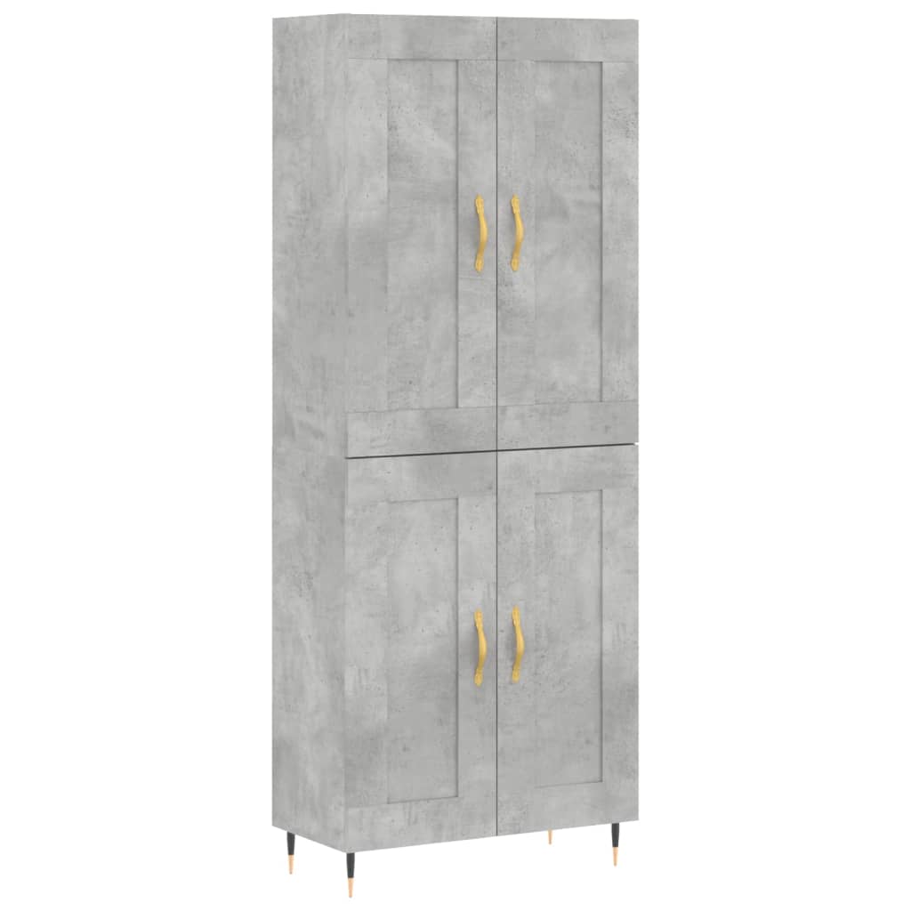 Highboard betonggrå 69,5x34x180 cm konstruert tre