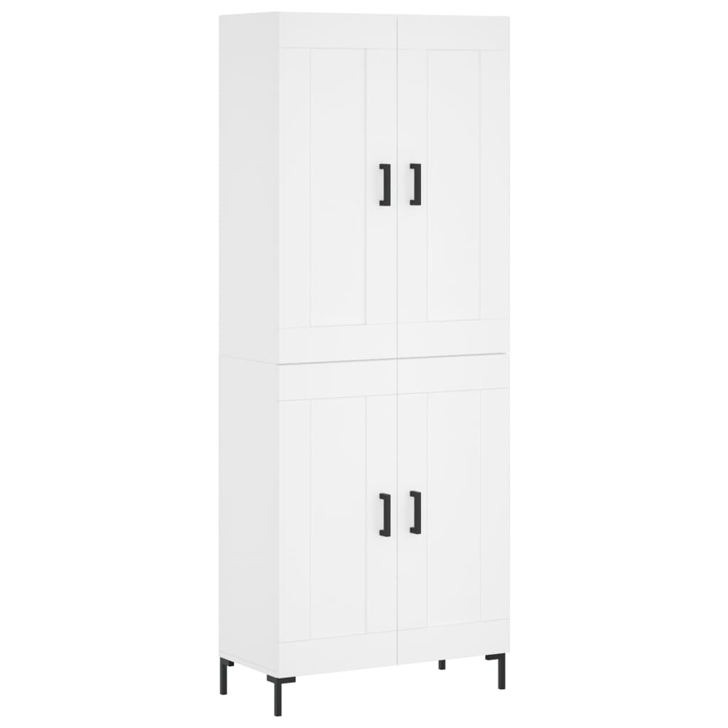 Highboard hvit 69,5x34x180 cm konstruert tre