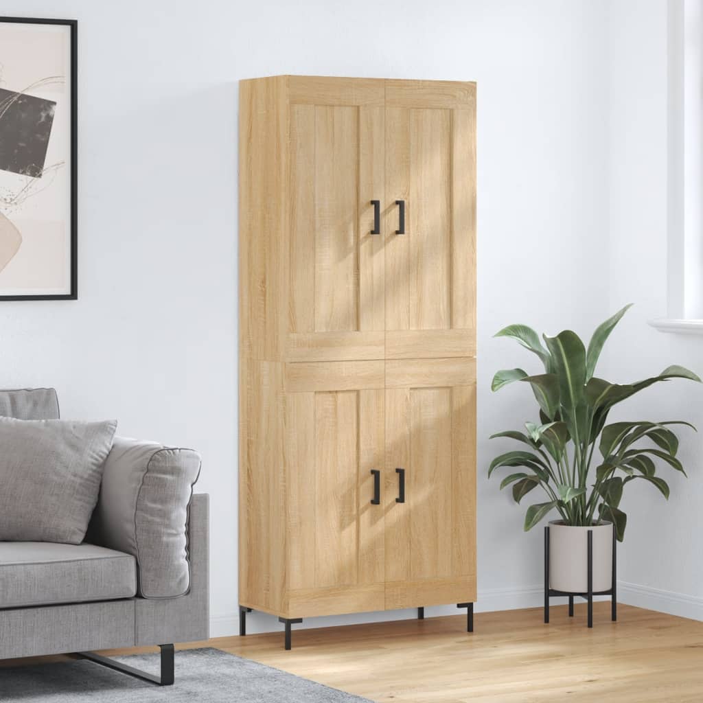 Highboard sonoma eik 69,5x34x180 cm konstruert tre