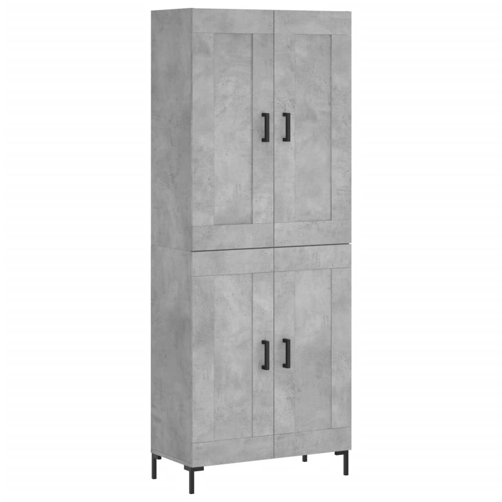 Highboard betonggrå 69,5x34x180 cm konstruert tre