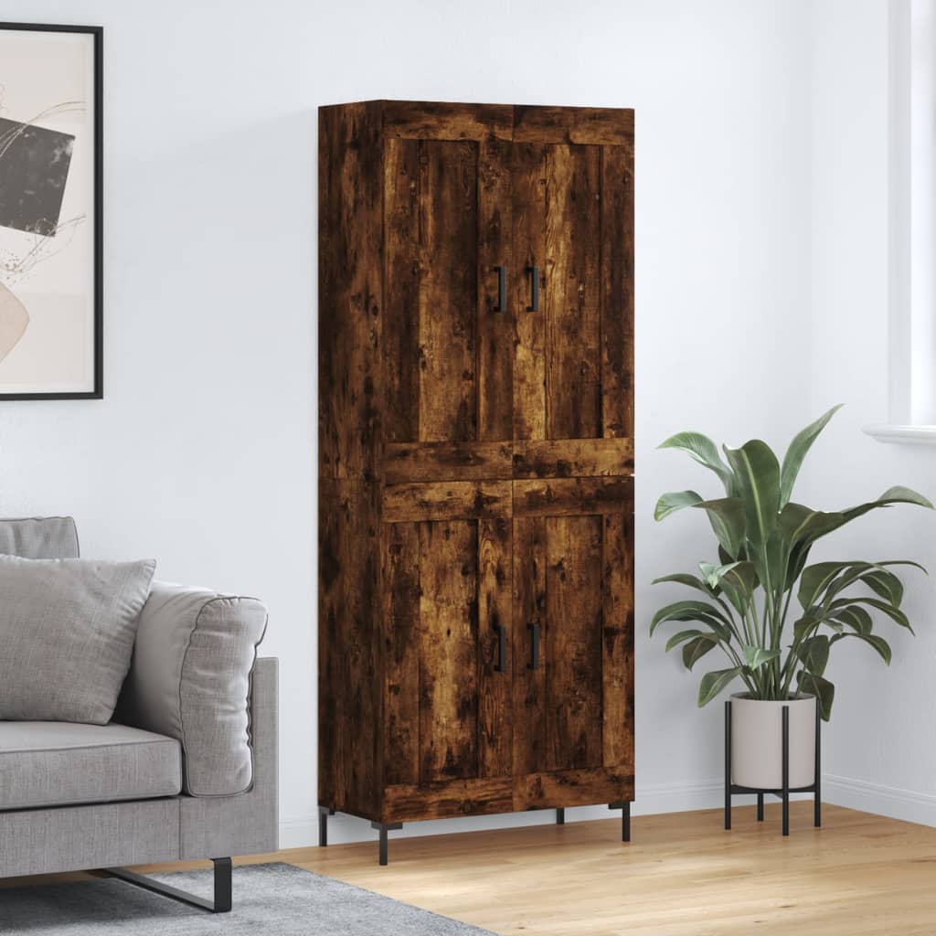 Highboard røkt eik 69,5x34x180 cm konstruert tre