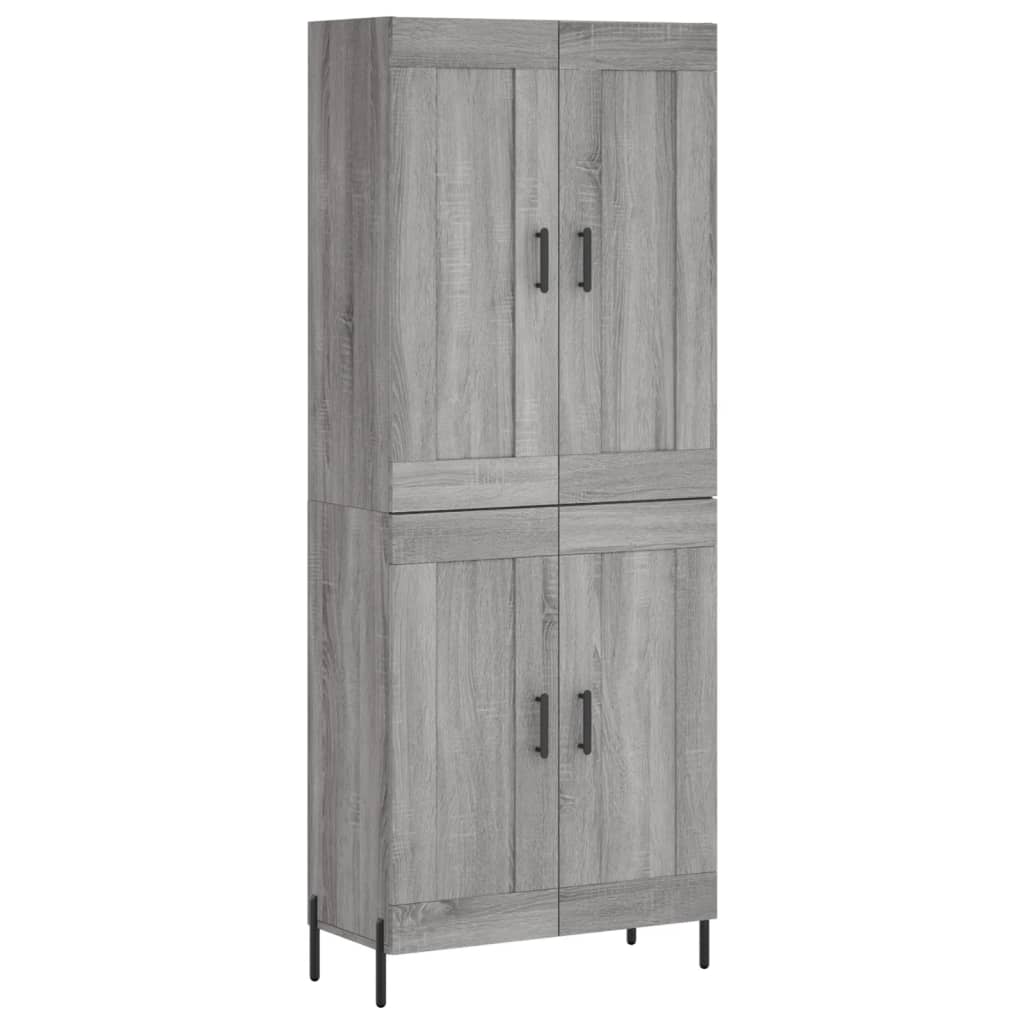 Highboard grå sonoma 69,5x34x180 cm konstruert tre