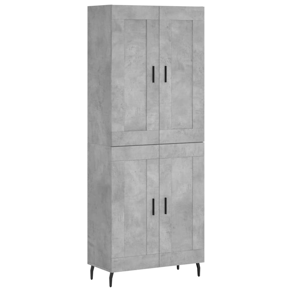 Highboard betonggrå 69,5x34x180 cm konstruert tre