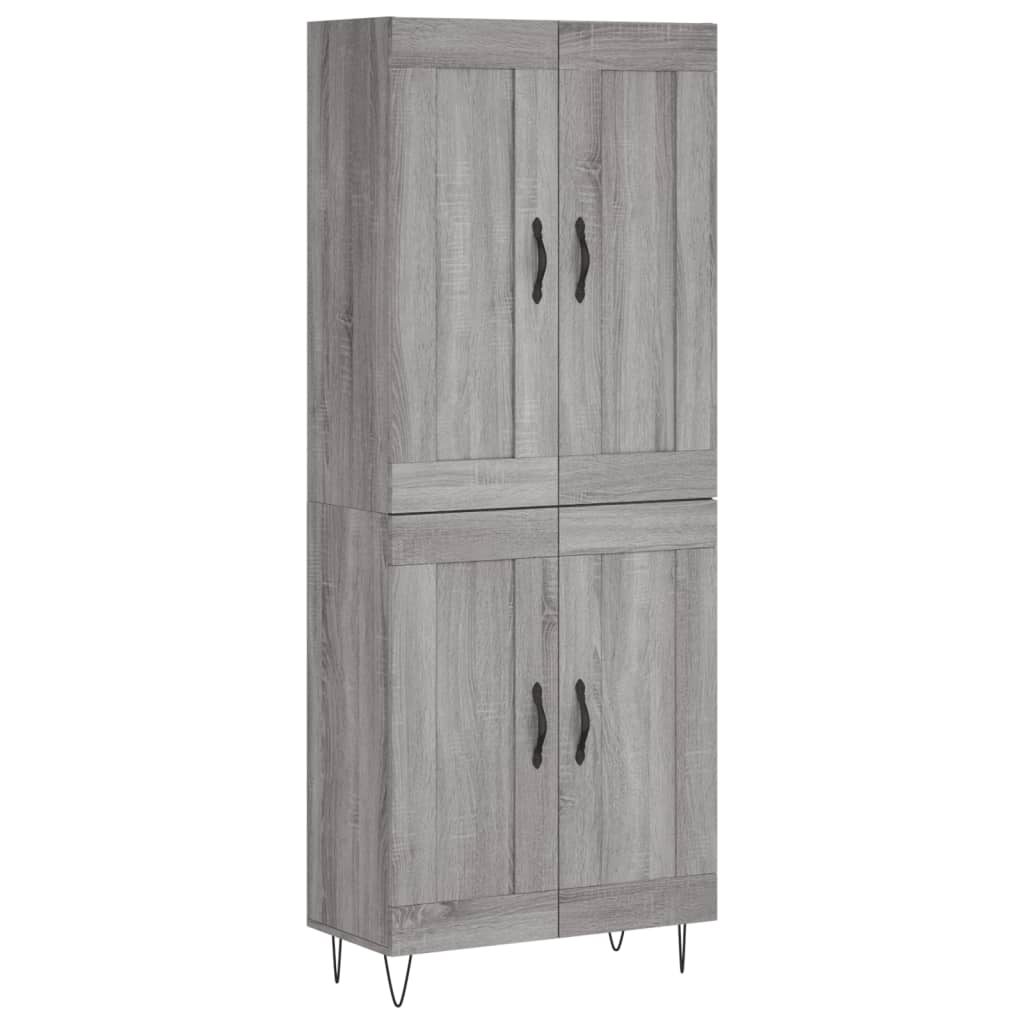 Highboard grå sonoma 69,5x34x180 cm konstruert tre