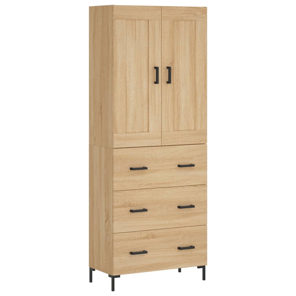 Highboard sonoma eik 69,5x34x180 cm konstruert tre