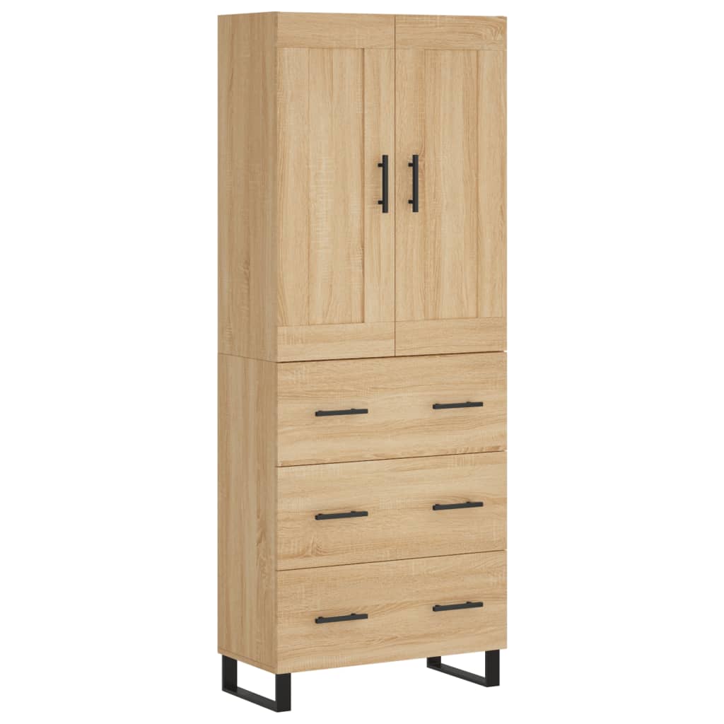 Highboard sonoma eik 69,5x34x180 cm konstruert tre