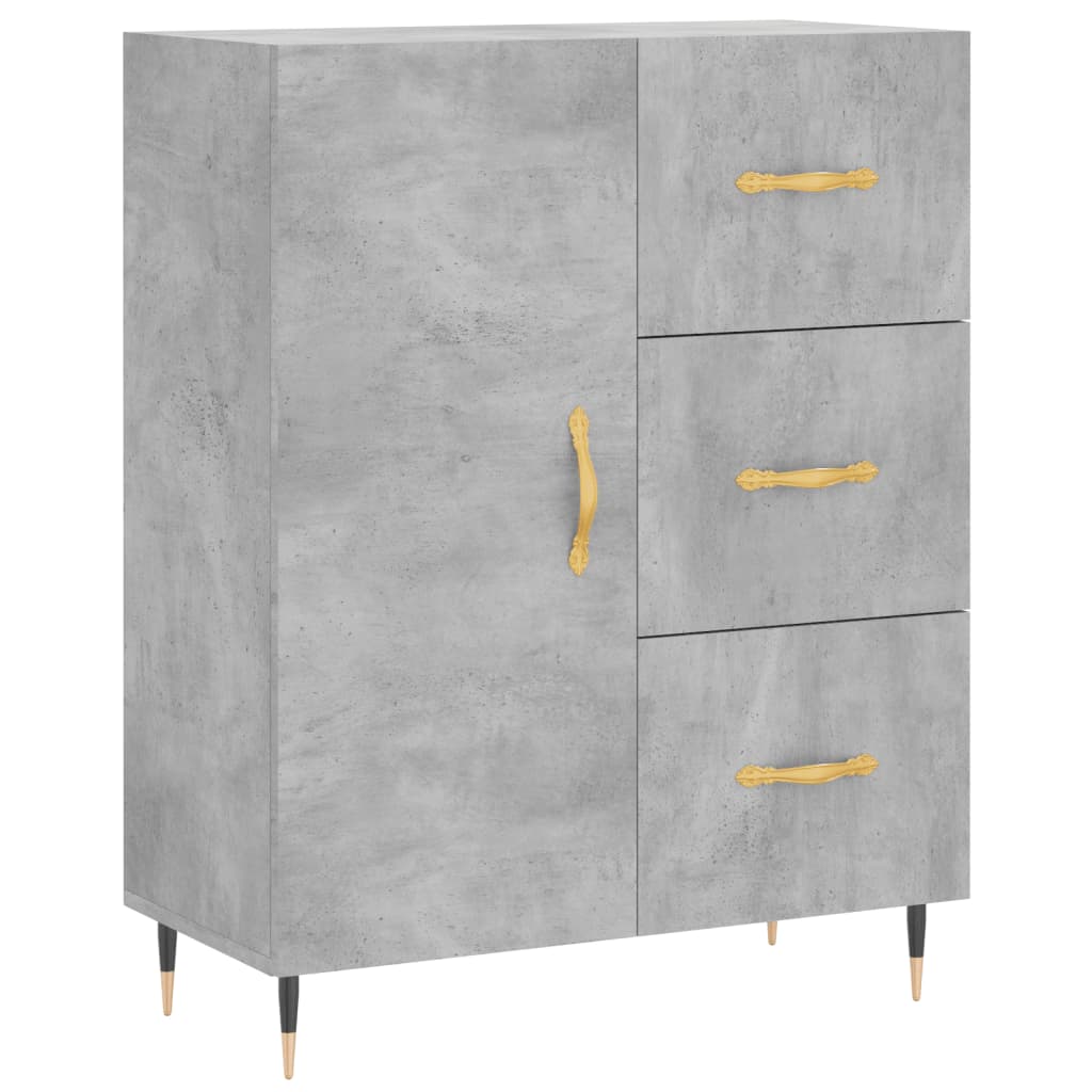 Highboard betonggrå 69,5x34x180 cm konstruert tre