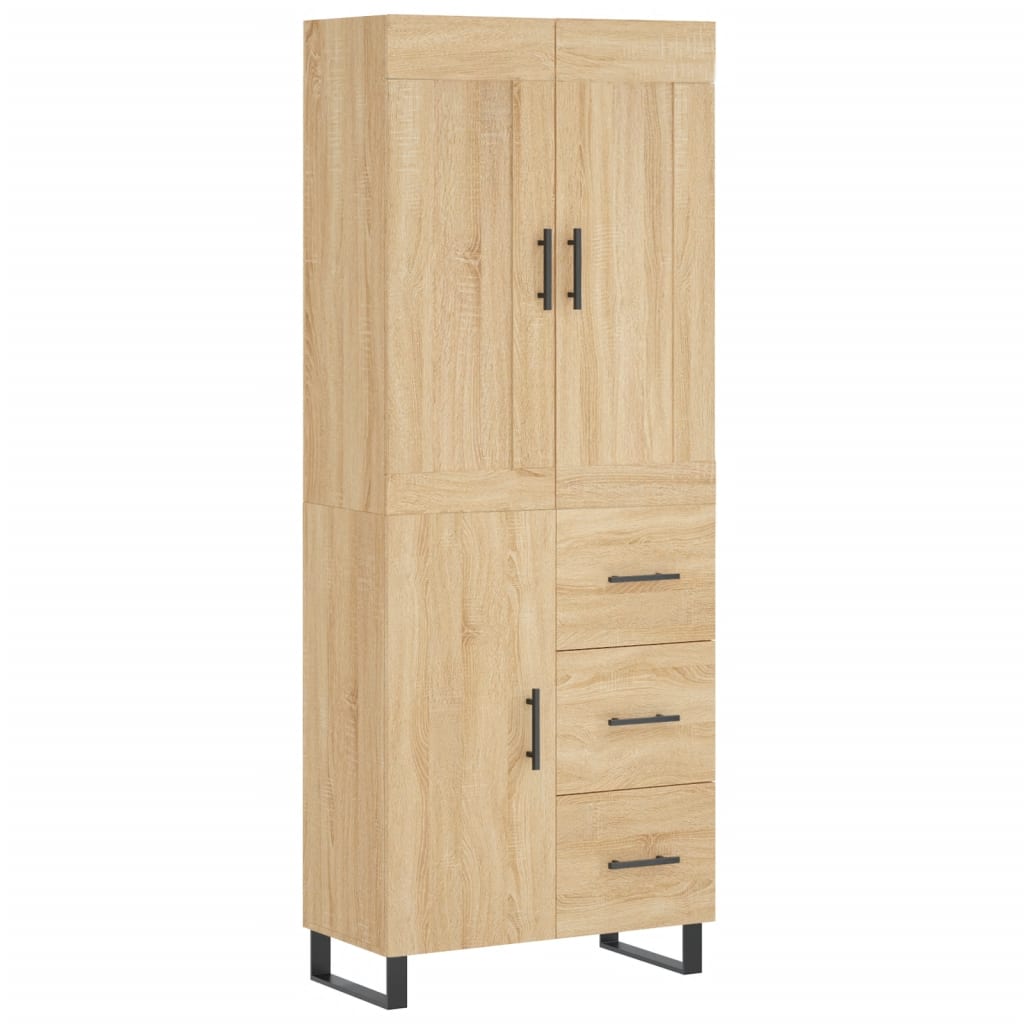 Highboard sonoma eik 69,5x34x180 cm konstruert tre